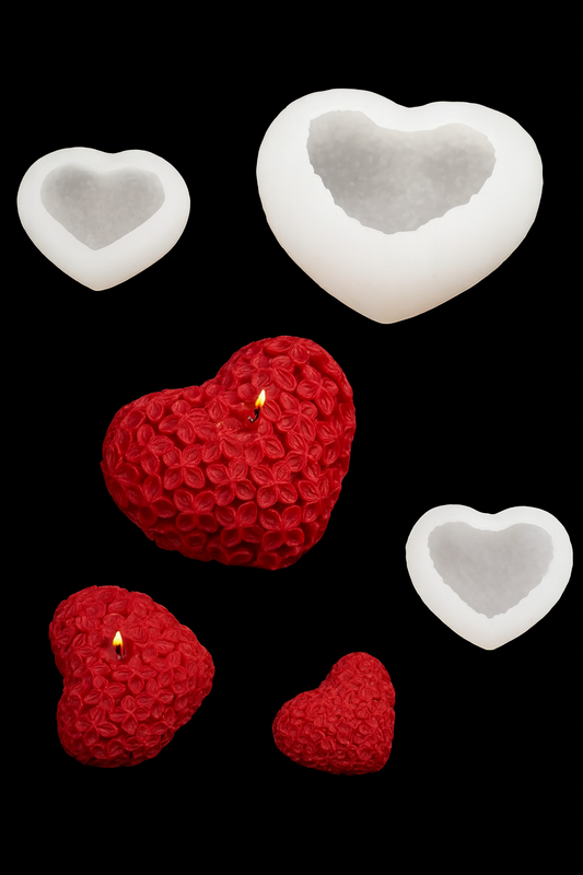 Molde silicon corazón con rosas